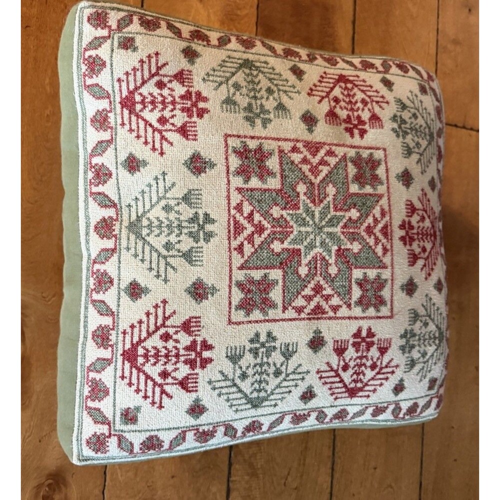 Holiday Decorated Footed Cushioned Decorative Mini Stool 16” X 16” X 8 Xmas